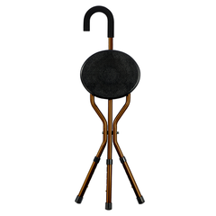 Redgum Tripod Cane With Seat (Brown)