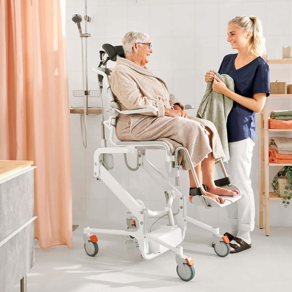 Etac Alto Electronic Mobile Shower Commode with Pan Holder