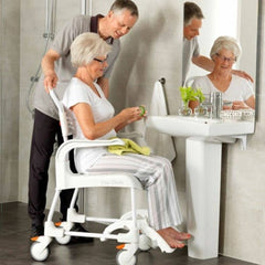 Etac Clean Mobile Shower Commode Open Front - Lagoon Green