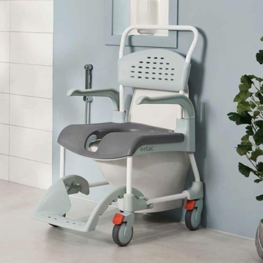 Etac Clean Mobile Shower Commode Open Front - Lagoon Green
