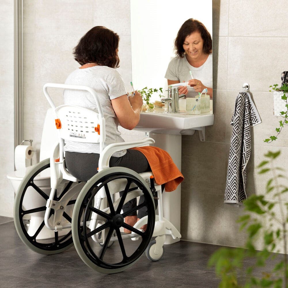 Etac Clean 55cm Self Propelled Mobile Shower Commode - Lagoon Green